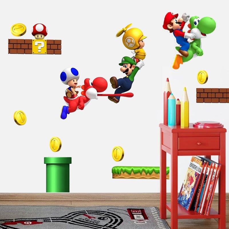 DEKOSH Mario Wall Decal Build a Scene Wall Stickers Peel & Stick Super Mario Party Decorations for Kids Room - Image 2